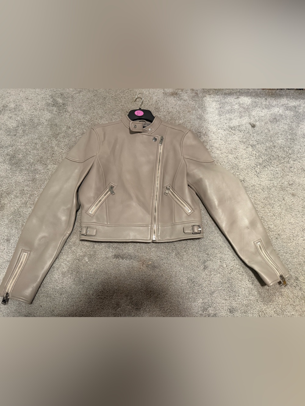 NWT Coach Racer Jacket Grey Birch Sheepskin Leather Moto M